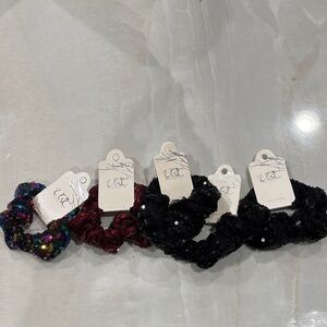 Sequin Scrunchie Set - Multicolor, Red, Black